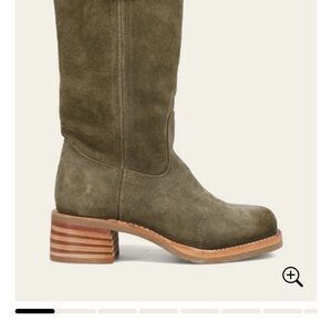 Women's Suede Mid-Calf Block Heel Boot in Olive